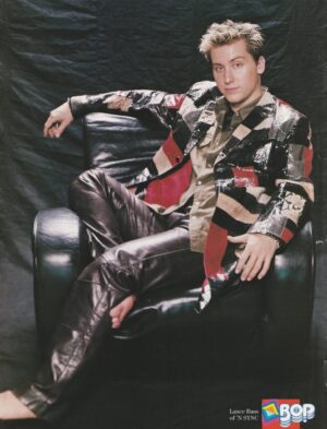 Lance Bass Nsync teen magazine pinup clipping vintage barefoot chair Bop pix