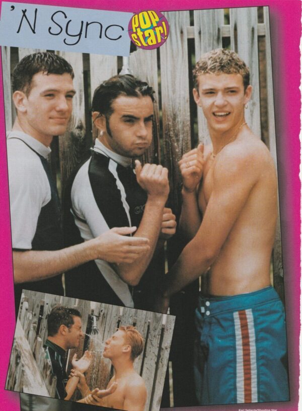 Nsync Justin Timberlake JC Chasez Chris Kirkpatrick teen magazine pinup shirtless Pop Star