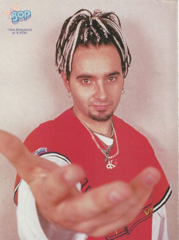Chris Kirkpatrick 98 Degrees teen magazine pinup red shirt open hand Bop Nsync