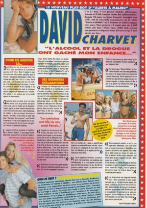 David Charvet teen magazine clipping barefoot beach shirtelss piggy back TV Hits