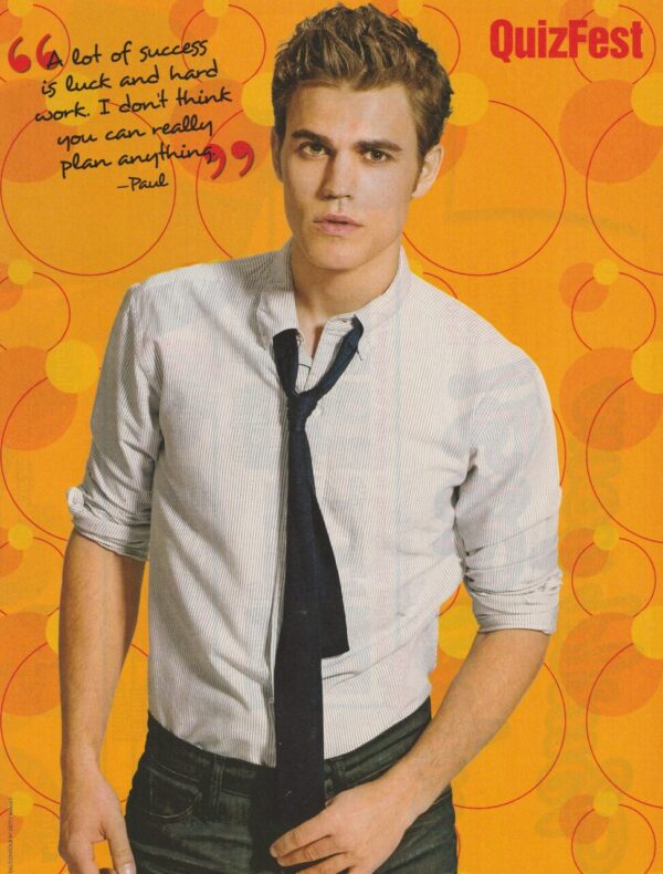 Paul Wesley The Vampire Diaries teen magazine pinup black tie lips Quizfest pix