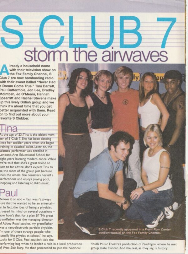 S Club 7 teen magazine clipping Storm the airwaves Total Access pix
