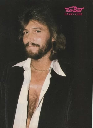 Barry Gibb Bee Gees teen magazine pinup clipping vintage open shirt Teen Beat