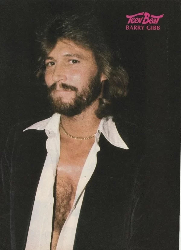 Barry Gibb Bee Gees teen magazine pinup clipping vintage open shirt Teen Beat