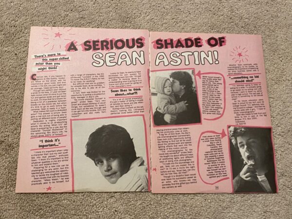 Sean Astin teen magazine pinup clipping serious shade of Sean Astin rare