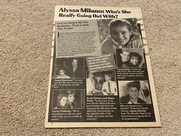 Sean Astin Mackenzie Astin Alyssa Milano teen magazine pinup clipping Can you tell them apart - Image 2