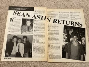Sean Astin Rodney Eastman teen magazine pinup clipping Sean Astin Returns