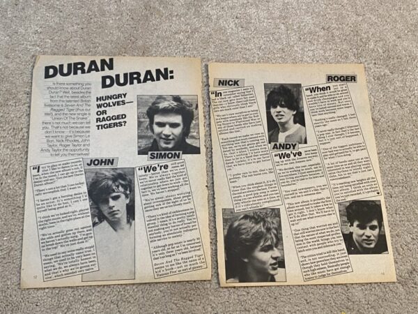 Duran Duran teen magazine pinup clipping Hungry Wolves Tiger Beat pics Bop pix