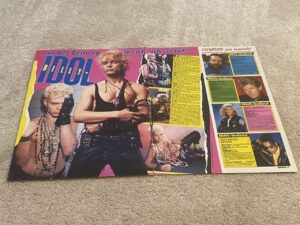 Billy Idol teen magazine article shirtless leather pants black gloves