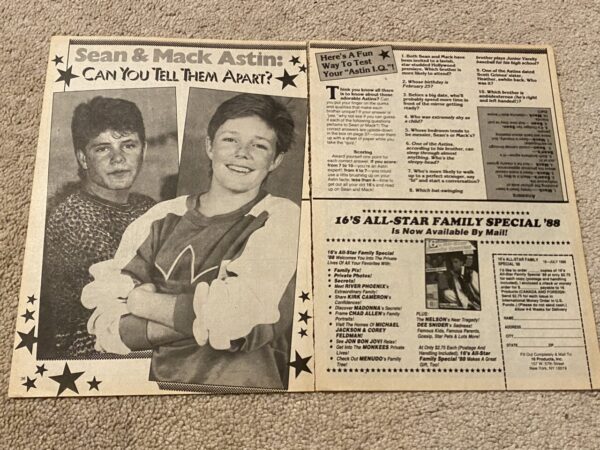 Sean Astin Mackenzie Astin Alyssa Milano teen magazine pinup clipping Can you tell them apart