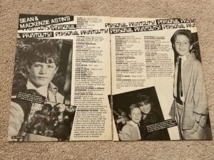 Sean Astin Mackenzie Astin teen magazine pinup clipping Personal Printouts Hip Hop Rare brothers