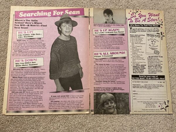 Sean Astin Mackenzie Astin teen magazine pinup clipping searching for Sean