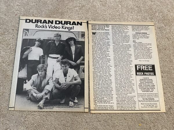 Duran Duran teen magazine pinup clipping Rock Video Kings Tiger Beat pics pix