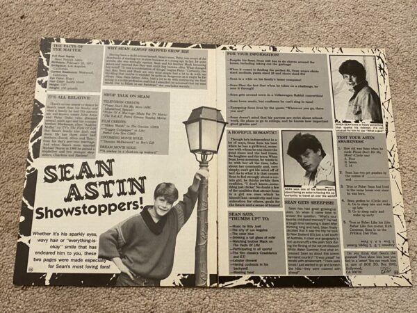 Sean Astin teen magazine pinup clipping showstoppers Bop pix