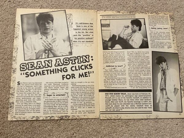 Sean Astin teen magazine pinup clipping something click for me Bop pix Lord of the Rings