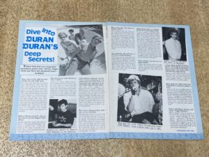 Duran Duran teen magazine pinup clipping drive into Duran Duran deep secrets