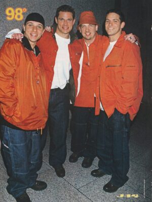 98 Degrees teen magazine pinup clipping orange jackets J-14 teen idols pop stars