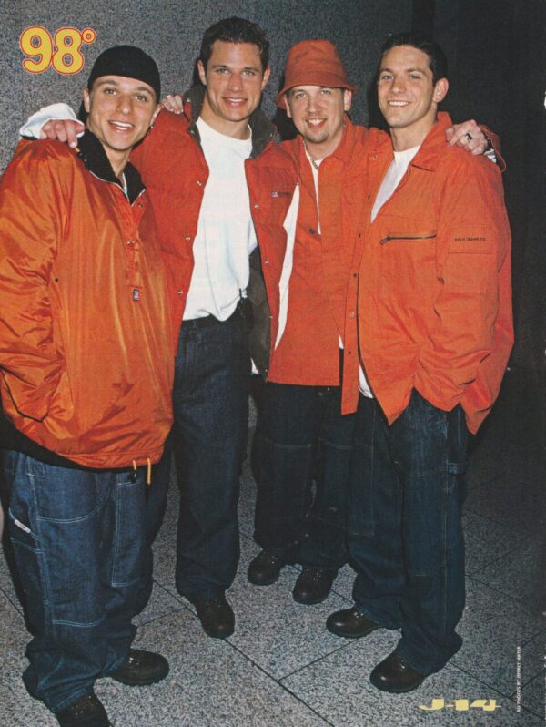 98 Degrees teen magazine pinup clipping orange jackets J-14 teen idols pop stars