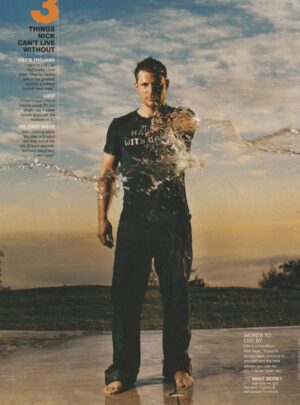 98 Degrees Nick Lachey teen magazine pinup clipping wet jeans barefoot pop star