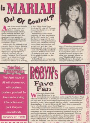 Mariah Carey teen magazine clipping out of control BB Bop pix