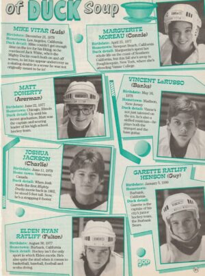 Joshua Jackson Vincent Larusso Elden Ryan Ratliff Garette Ratliff Henson teen magazine pinup clipping Mighty Ducks