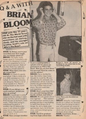 Brian Bloom Alyssa Milano teen magazine clipping Q and A Teen Machine