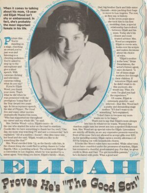 Elijah Wood teen magazine clipping Proves he's the Good Son pix