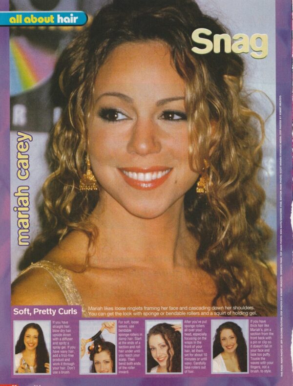 Mariah Carey teen magazine pinup clipping Snag all about hair J-14 pix