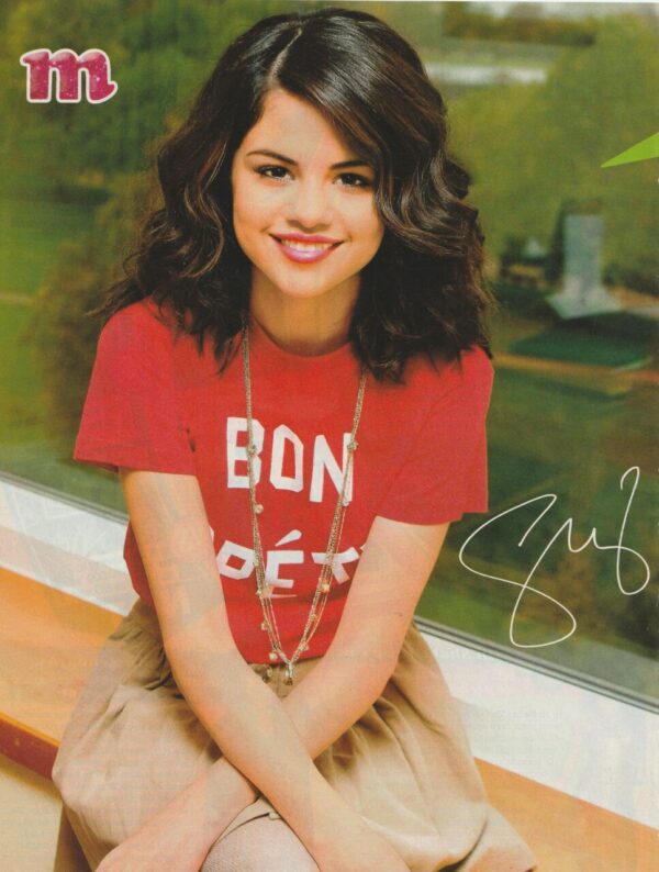 Selena Gomez teen magazine pinup red shirt skirt M teen idols