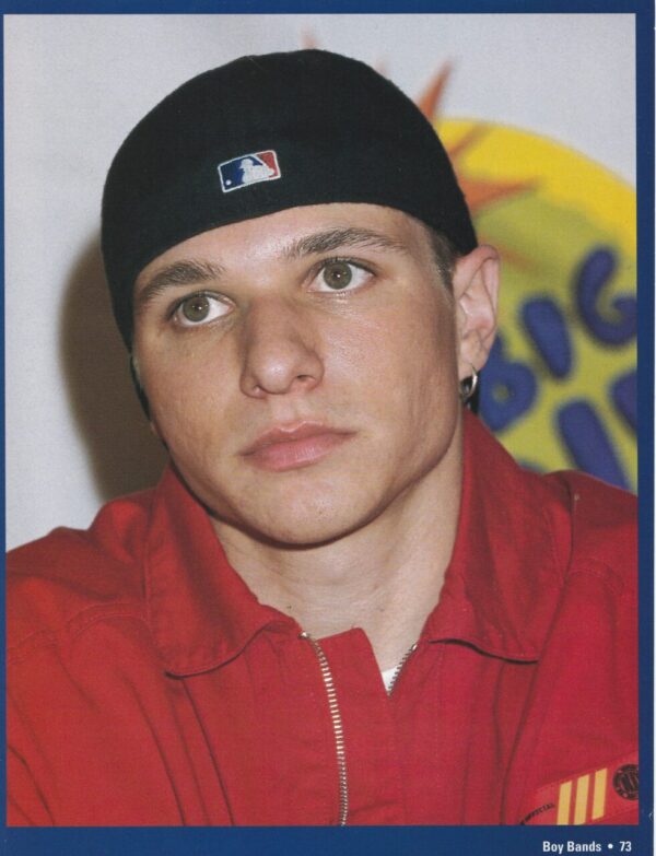 Drew Lachey 98 Degrees teen magazine pinup red shirt black hat Big Help a Thon Boy Bands 90's