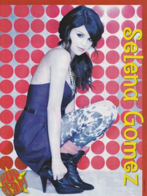 Selena Gomez teen magazine pinup squatting black boots Pop Star pix
