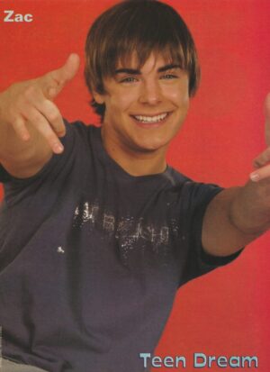 Zac Efron teen magazine pinup clipping open arms blue shirt Teen Dream