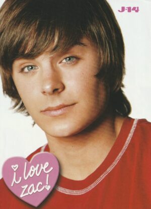 Zac Efron Jo Jo teen magazine pinup clipping red shirt headshot teen idol crush J-14