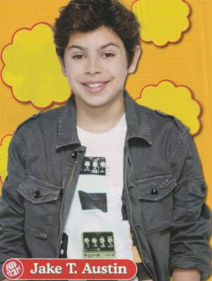 Jake T. Austin teen magazine pinup young child star lips modeling Pop Star grey shirt pix