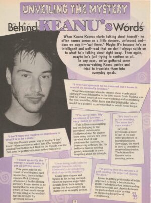 Keanu Reeves teen magazine clipping Behind Keanu words BB pix