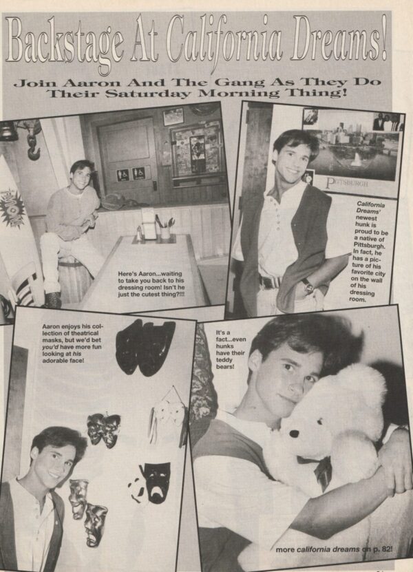 Aaron Jackson California Dreams teen magazine pinup backstage pics Superteen