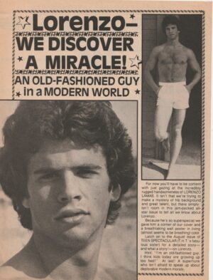 Lorenzo Lamas teen magazine pinup clipping shirtless barefoot modern world pix
