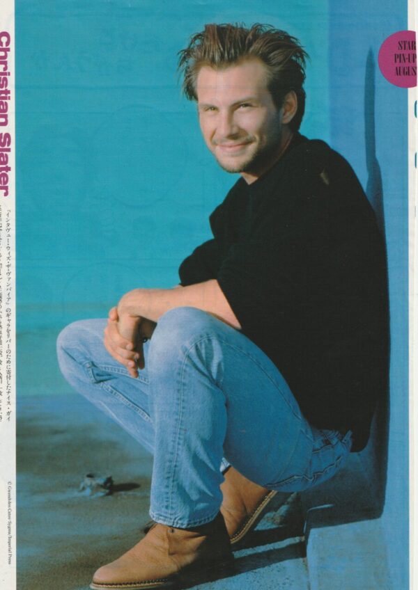 Christian Slater teen magazine pinup clipping Japan squatting actor pix 90's