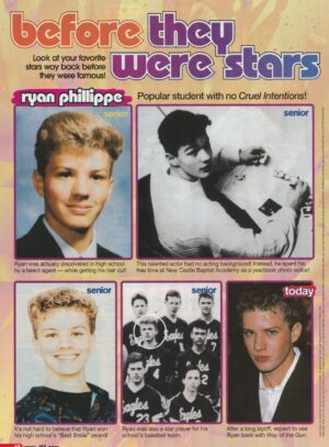 Ryan Phillippe teen magazine pinup clipping J-14 High School photos basketball