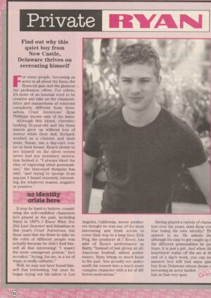 Ryan Phillippe teen magazine pinup clipping Private Ryan Bop actor 90's pix