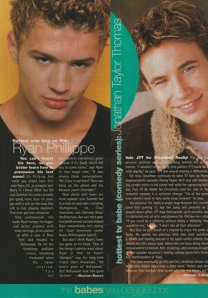 Jonathan Taylor Thomas Ryan Phillippe teen magazine pinup clipping Babes 90's
