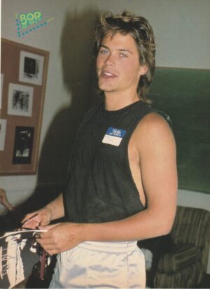 Rob Lowe Corey Hart teen magazine pinup clipping arms muscles Bop name tag pix