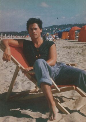 Rob Lowe John Stamos teen magazine pinup clipping beach barefoot sexy pose pix