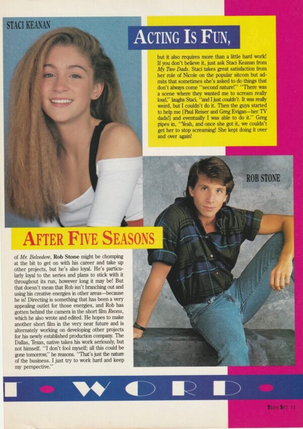 Alyssa Milano Staci Keanan Rob Stone teen magazine pinup Teen Set blue top - Image 2