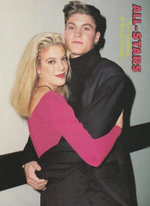 Tori Spelling Brian Austin Green Christian Slater teen magazine pinup clipping pink shirt All-Stars pix