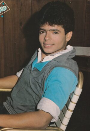 Menudo teen magazine pinup clipping white chair Bop teen Idol 80's celebrity