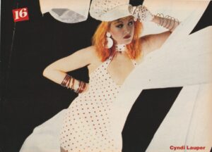 Cyndi Lauper Brian Robbins teen magazine pinup clipping white tight dress 16