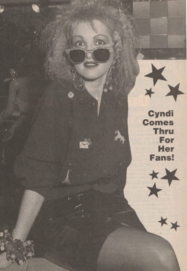 Cyndi Lauper teen magazine pinup sun glasses fans