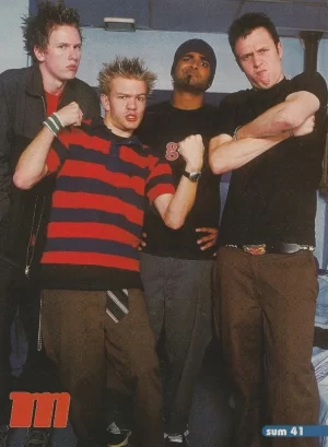 Sum 41 teen magazine pinup clipping crossed arms muscles red shirt M pix
