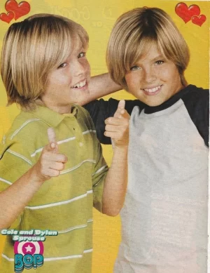 Dylan Sprouse Cole Sprouse teen magazine pinup clipping thumbs up Bop pix
